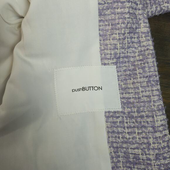 pushBUTTON Clothing Tweed Blazer Jacket Lavender Size Small Gold Accents KPop - Picture 6 of 9